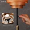 imageOBright Cascade Floor Lamp  Modern Wooden Layered Lampshade E26 Socket Pull Chain Switch Metal Base Standing Lamp for Living Room Bedroom Office BlackBlack