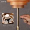 imageOBright Cascade Floor Lamp  Modern Wooden Layered Lampshade E26 Socket Pull Chain Switch Metal Base Standing Lamp for Living Room Bedroom Office BlackAntique Brass