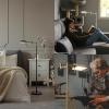 imageOBright Dimmable LED Pharmacy Floor Lamp 12W LED Full Range Dimming 360 Degree Swing Arms Adjustable Heights Standing Lamp for Reading Sewing and Craft ETL Listed Antique Brass GoldBrushed Nickel