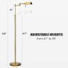 imageOBright Dimmable LED Pharmacy Floor Lamp 12W LED Full Range Dimming 360 Degree Swing Arms Adjustable Heights Standing Lamp for Reading Sewing and Craft ETL Listed Antique Brass GoldAntique Brass Gold
