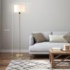 imageOBright Velum  Classic Floor Lamp Elegant Linen Shade Pull Chain Switch Luxury Gold Handle Modern Minimalist Design  Perfect for Living Room Bedroom Office  BlackAntique Brass
