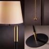 imageOBright Velum  Classic Floor Lamp Elegant Linen Shade Pull Chain Switch Luxury Gold Handle Modern Minimalist Design  Perfect for Living Room Bedroom Office  BlackBlackGold