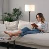 imageOBright Velum  Classic Floor Lamp Elegant Linen Shade Pull Chain Switch Luxury Gold Handle Modern Minimalist Design  Perfect for Living Room Bedroom Office  BlackBlack