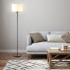 imageOBright Velum  Classic Floor Lamp Elegant Linen Shade Pull Chain Switch Luxury Gold Handle Modern Minimalist Design  Perfect for Living Room Bedroom Office  BlackBlack