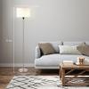 imageOBright Velum  Classic Floor Lamp Elegant Linen Shade Pull Chain Switch Luxury Gold Handle Modern Minimalist Design  Perfect for Living Room Bedroom Office  BlackBrushed Nickel