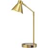 imageOBright Astrum  LED Desk Lamp with Dual USB Charging Ports 100 Metal 270 Degree Swivel Arms Soft White Light 3000K Bedside ampamp Home Office Table Lamp ETL Listed BlackAntique Brass