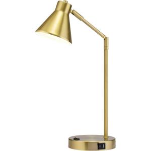 imageOBright Astrum  LED Desk Lamp with Dual USB Charging Ports 100 Metal 270 Degree Swivel Arms Soft White Light 3000K Bedside ampamp Home Office Table Lamp ETL Listed BlackAntique Brass