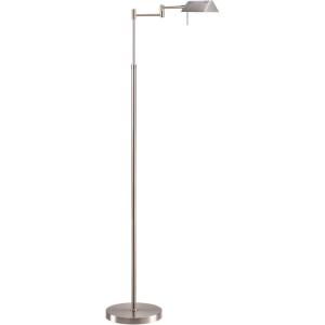 imageOBright Dimmable LED Pharmacy Floor Lamp 12W LED Full Range Dimming 360 Degree Swing Arms Adjustable Heights Standing Lamp for Reading Sewing and Craft ETL Listed Antique Brass GoldBrushed Nickel