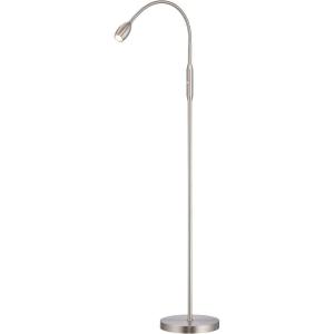 imageOBright Ray  Adjustable LED Beam Floor Lamp Dimmable and Zoomable Spotlight Flexible Gooseneck ReadingCrafting Standing Lamp Work Table Light Matte BlackBrushed Nickel