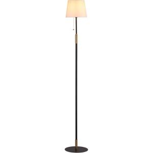 imageOBright Velum  Classic Floor Lamp Elegant Linen Shade Pull Chain Switch Luxury Gold Handle Modern Minimalist Design  Perfect for Living Room Bedroom Office  BlackBlackGold