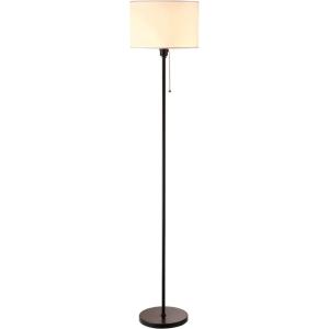 imageOBright Velum  Classic Floor Lamp Elegant Linen Shade Pull Chain Switch Luxury Gold Handle Modern Minimalist Design  Perfect for Living Room Bedroom Office  BlackBlack