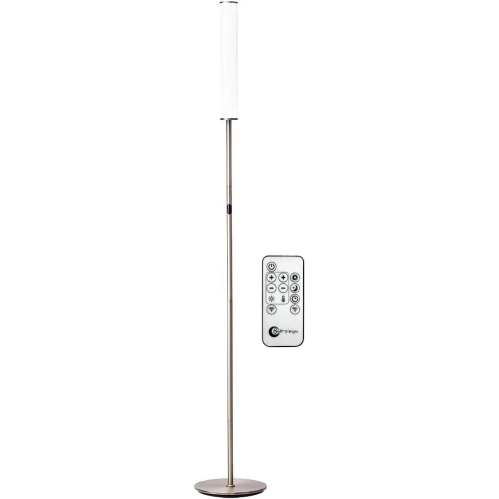 imageOBright LED Cylinder Floor Lamp with Remote Control Full Range Dimming Adjustable Color Temperature 3000K6000K Minimalist Standing Lamps for Living Room Bedrooms and Office Brushed NickelBrushed Nickel Remote Control