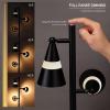 imageOBright Ash  3Light LED Tree Floor Lamp Dimmable 3Head LED Multidirectional Standing lamp Adjustable MultiShade Swivel Cone Floor Lamp for Living Room Bedroom Brushed NickelBlack
