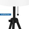 imageOBright Tripod Floor Lamp Adjustable in Height 100 Metal Body with Linen Drum Shade E26 Socket Bedside Lamp Standing Light for Living Room Bedroom Office Brushed NickelBlack