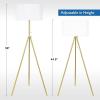 imageOBright Tripod Floor Lamp Adjustable in Height 100 Metal Body with Linen Drum Shade E26 Socket Bedside Lamp Standing Light for Living Room Bedroom Office Brushed NickelAntique Brass