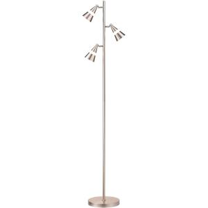 imageOBright Ash  3Light LED Tree Floor Lamp Dimmable 3Head LED Multidirectional Standing lamp Adjustable MultiShade Swivel Cone Floor Lamp for Living Room Bedroom Brushed NickelBrushed Nickel