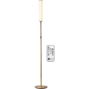 imageOBright LED Cylinder Floor Lamp with Remote Control Full Range Dimming Adjustable Color Temperature 3000K6000K Minimalist Standing Lamps for Living Room Bedrooms and Office Brushed NickelAntique Brass Remote Control