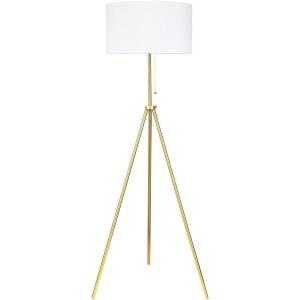 imageOBright Tripod Floor Lamp Adjustable in Height 100 Metal Body with Linen Drum Shade E26 Socket Bedside Lamp Standing Light for Living Room Bedroom Office Brushed NickelAntique Brass