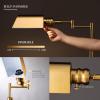 imageOBright Arcadia  Pharmacy Floor Lamp Full Range Dimming Swing Arm Task Lamp with Replaceable Bulb Socket Adjustable Height 47 to 55 360 Rotatable Shade AllMetal Design BlackAntique Brass