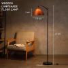 image:imageOBright Strata Wooden Floor Lamp  Mid Century Modern Standing Lamp with Layered Wood Shade Tall Reading Lamp for Living Room Bedroom Office Antique Brass Light Oak Cascade ShadeBlackDark OakCascade