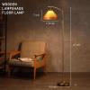 image:imageOBright Strata Wooden Floor Lamp  Mid Century Modern Standing Lamp with Layered Wood Shade Tall Reading Lamp for Living Room Bedroom Office Antique Brass Light Oak Cascade ShadeAntique BrassLight OakCascade