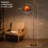 image:imageOBright Strata Wooden Floor Lamp  Mid Century Modern Standing Lamp with Layered Wood Shade Tall Reading Lamp for Living Room Bedroom Office Antique Brass Light Oak Cascade ShadeAntique BrassDark OakCascade