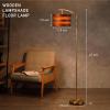 image:imageOBright Strata Wooden Floor Lamp  Mid Century Modern Standing Lamp with Layered Wood Shade Tall Reading Lamp for Living Room Bedroom Office Antique Brass Light Oak Cascade ShadeAntique BrassDark OakHorizon