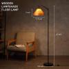 image:imageOBright Strata Wooden Floor Lamp  Mid Century Modern Standing Lamp with Layered Wood Shade Tall Reading Lamp for Living Room Bedroom Office Antique Brass Light Oak Cascade ShadeBlackLight OakCascade