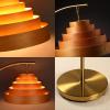 image:imageOBright Strata Wooden Floor Lamp  Mid Century Modern Standing Lamp with Layered Wood Shade Tall Reading Lamp for Living Room Bedroom Office Antique Brass Light Oak Cascade ShadeAntique BrassLight OakCascade
