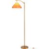 image:imageOBright Strata Wooden Floor Lamp  Mid Century Modern Standing Lamp with Layered Wood Shade Tall Reading Lamp for Living Room Bedroom Office Antique Brass Light Oak Cascade ShadeAntique BrassLight OakCascade
