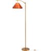 image:imageOBright Strata Wooden Floor Lamp  Mid Century Modern Standing Lamp with Layered Wood Shade Tall Reading Lamp for Living Room Bedroom Office Antique Brass Light Oak Cascade ShadeAntique BrassDark OakCascade