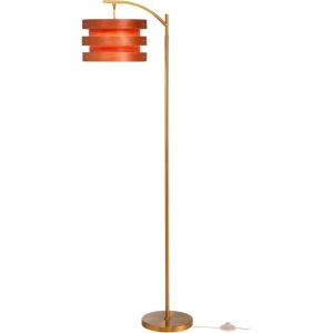 image:imageOBright Strata Wooden Floor Lamp  Mid Century Modern Standing Lamp with Layered Wood Shade Tall Reading Lamp for Living Room Bedroom Office Antique Brass Light Oak Cascade ShadeAntique BrassDark OakHorizon